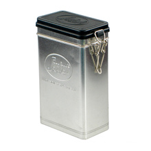 New fashion rectangular shape silver color tin can with hinged lid tea tin box